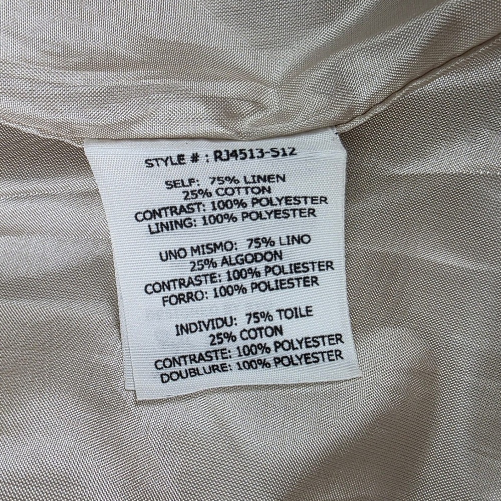 RYU Dress Large Beige Linen Cotton Ruffle Pleated Hem Sash Boho Cottagecore - Picture 5 of 11